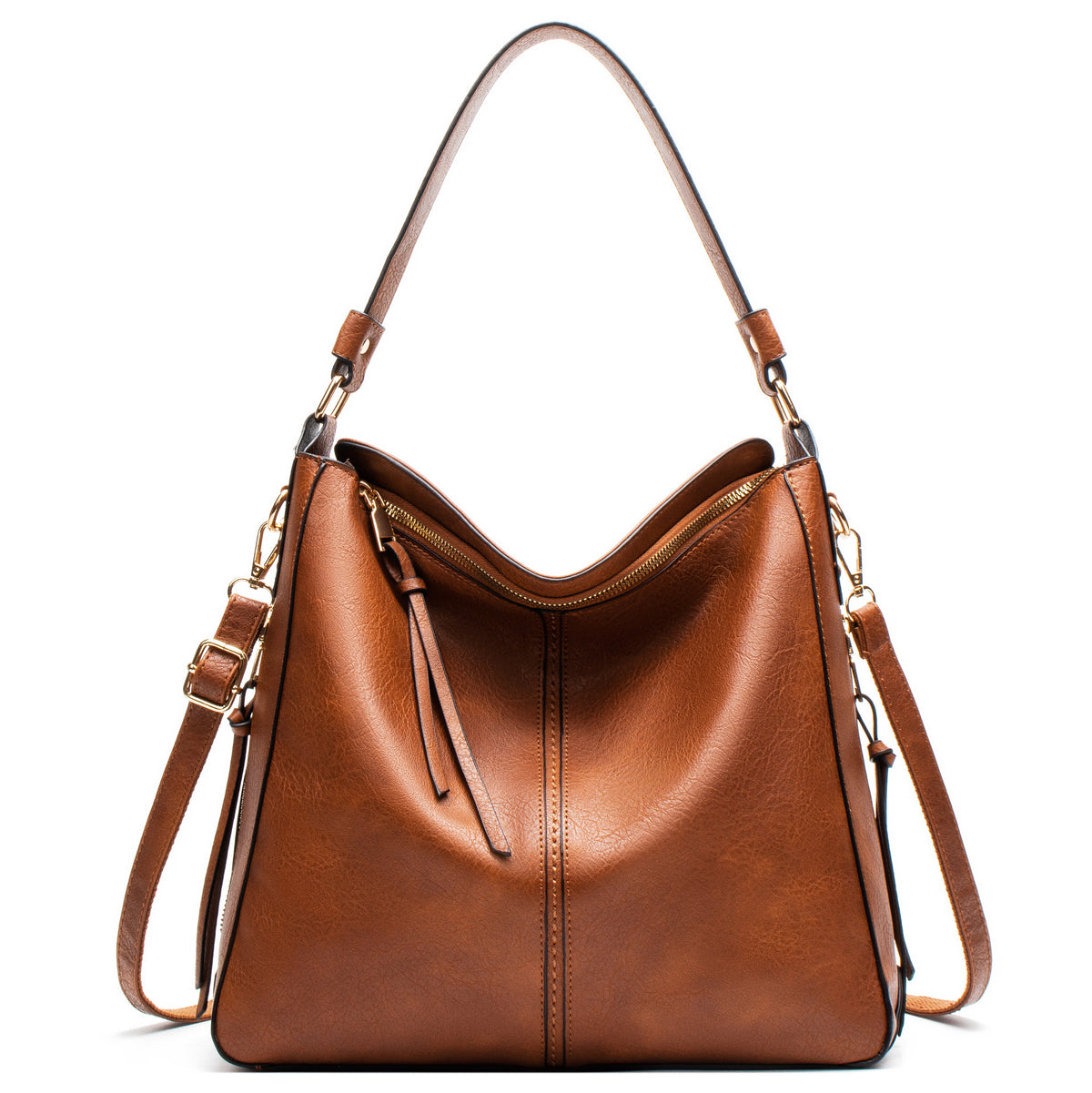Sac hobo femme souple et spacieux, surpiqûres rétro