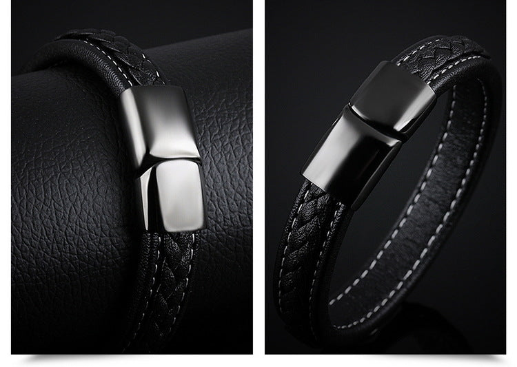 Bracelet Corsaire, détail du cuir tressé