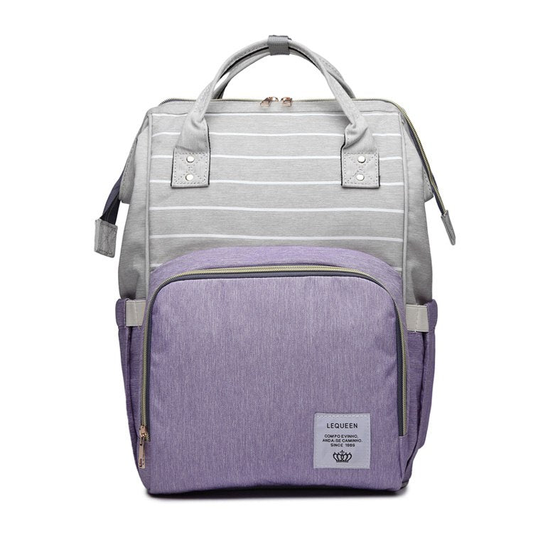 Sac à langer à rayures violettes