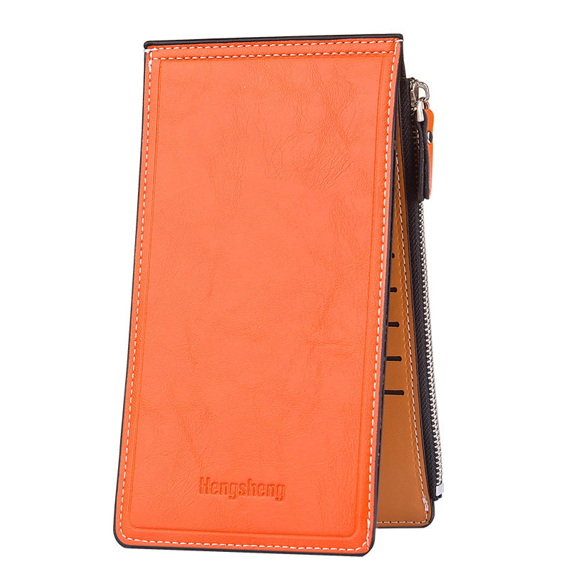 Portefeuille effet cuir huilé coloris orange