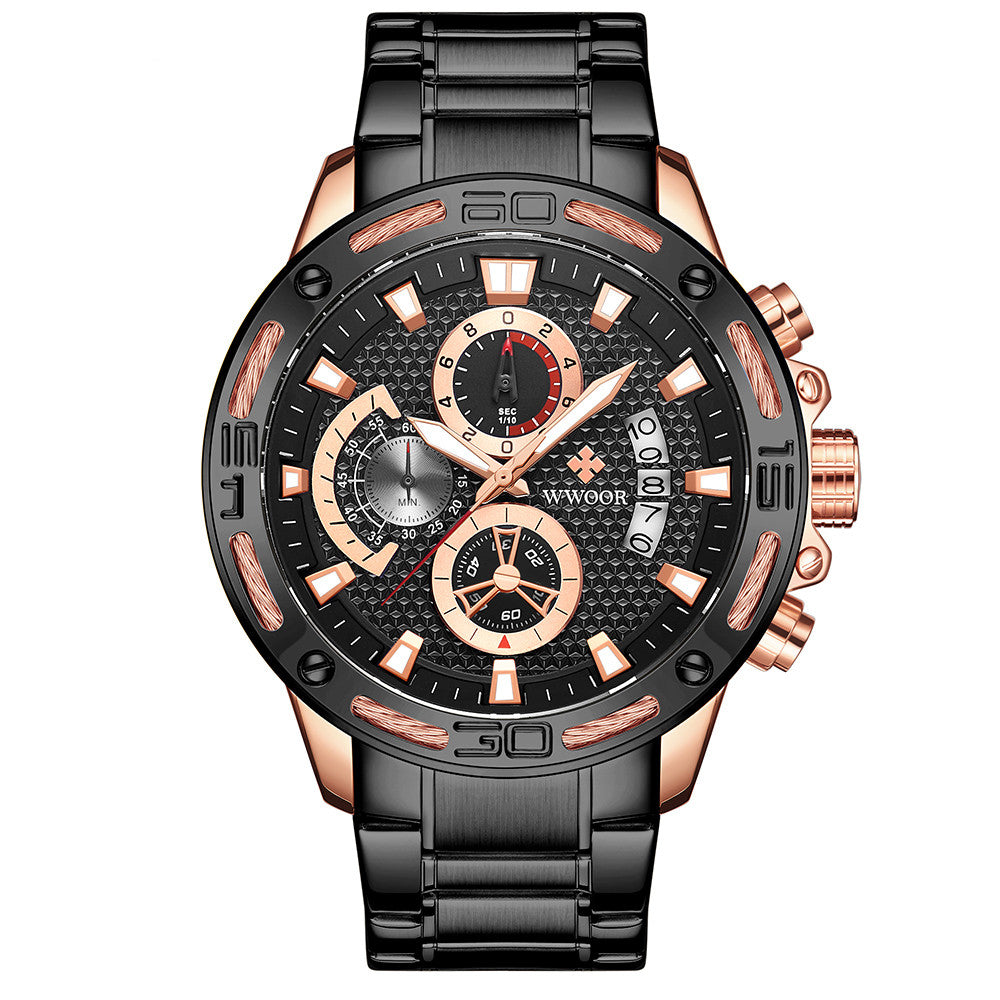 Montre homme Tempo, chronographe multifonction, gros plan du cadran