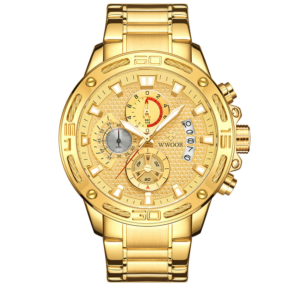 Montre Tempo portée au poignet, bracelet acier, style sportif élégant