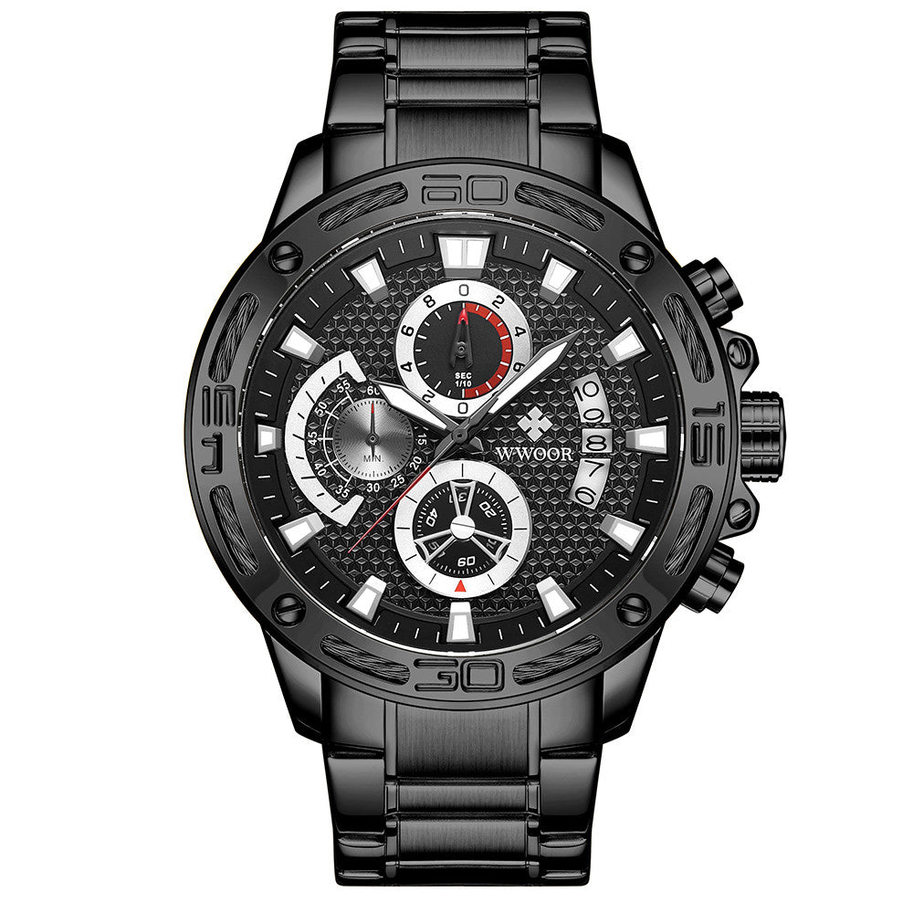 Montre homme Tempo coloris bleu, chronographe bracelet acier inoxydable