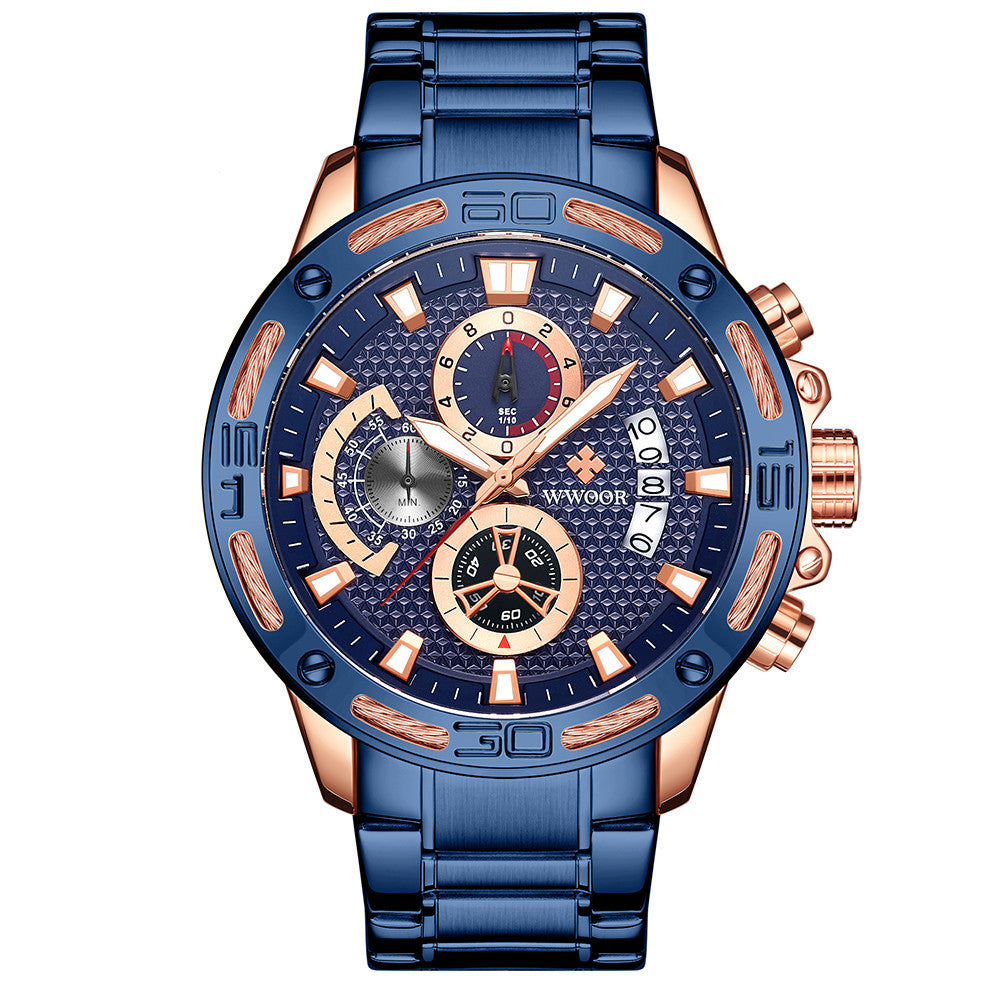 Montre chronographe homme Tempo, bracelet acier inoxydable, cadran noir
