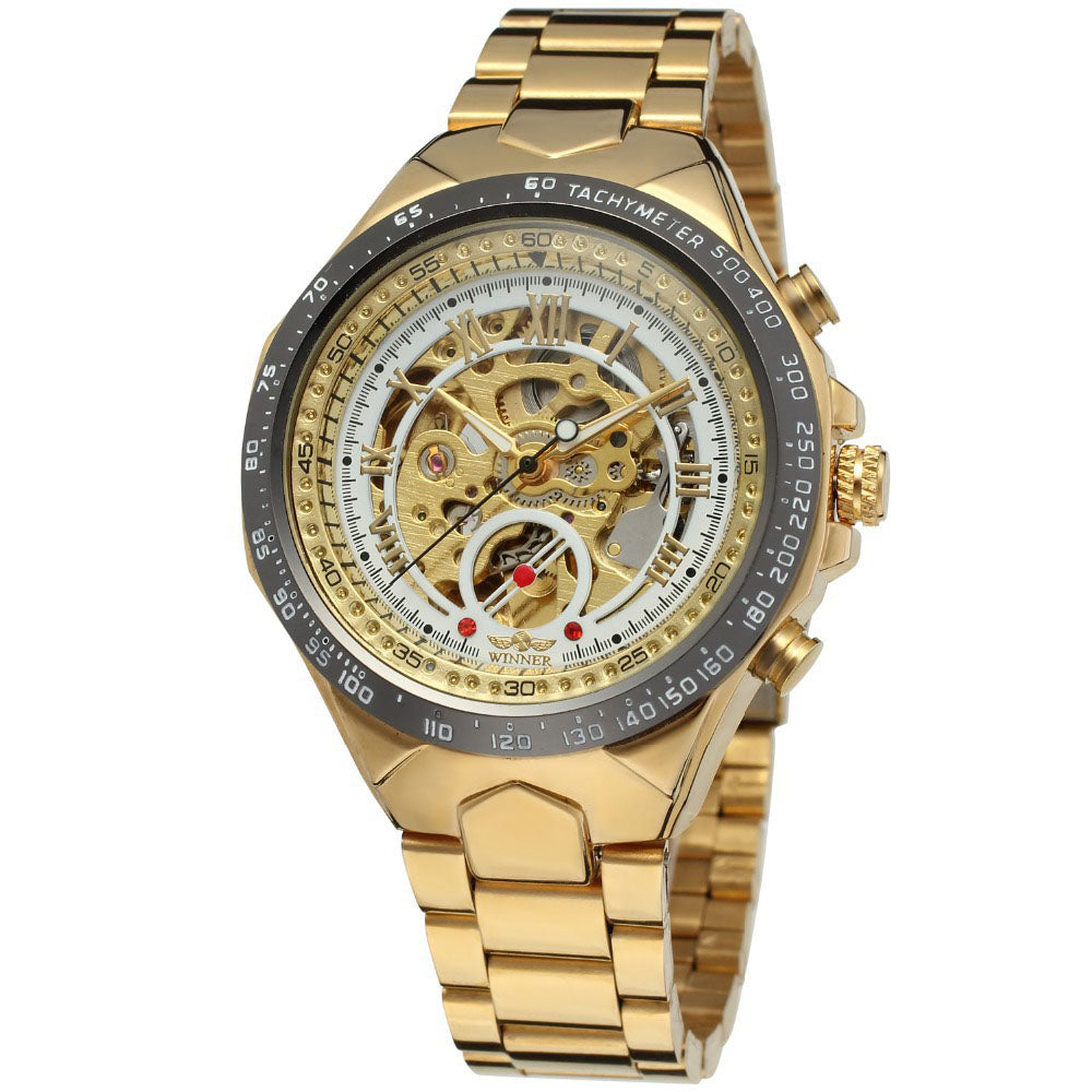 Montre automatique Rouage, vue d'ensemble boîtier et bracelet acier