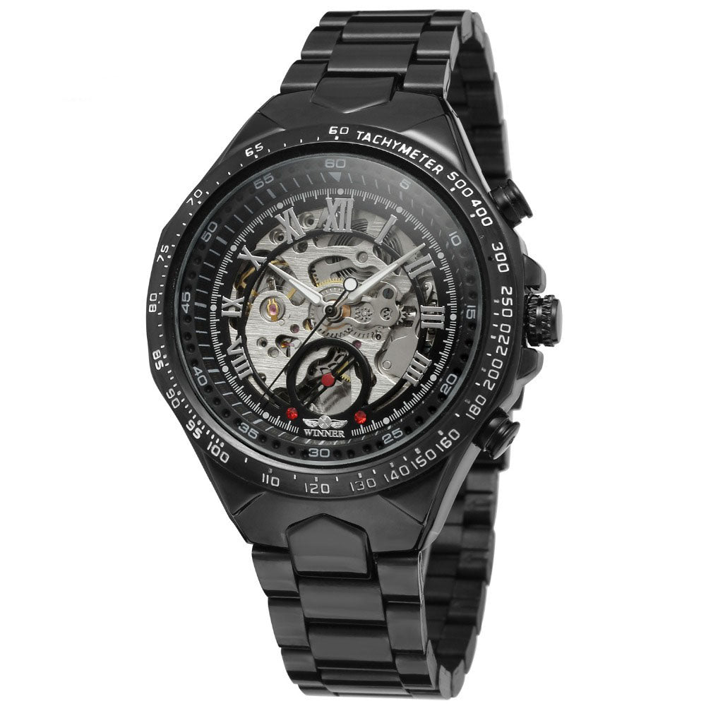 Montre homme Rouage, cadran squelette et bracelet acier