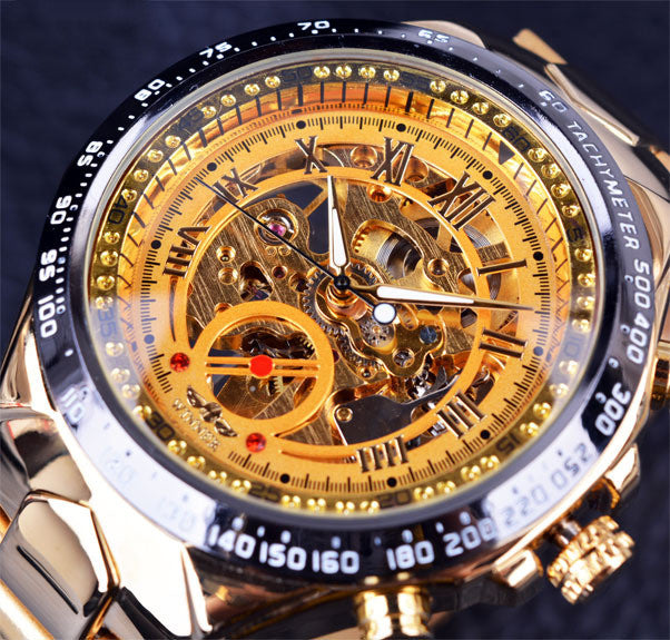 Montre automatique Rouage, détail du boîtier en acier
