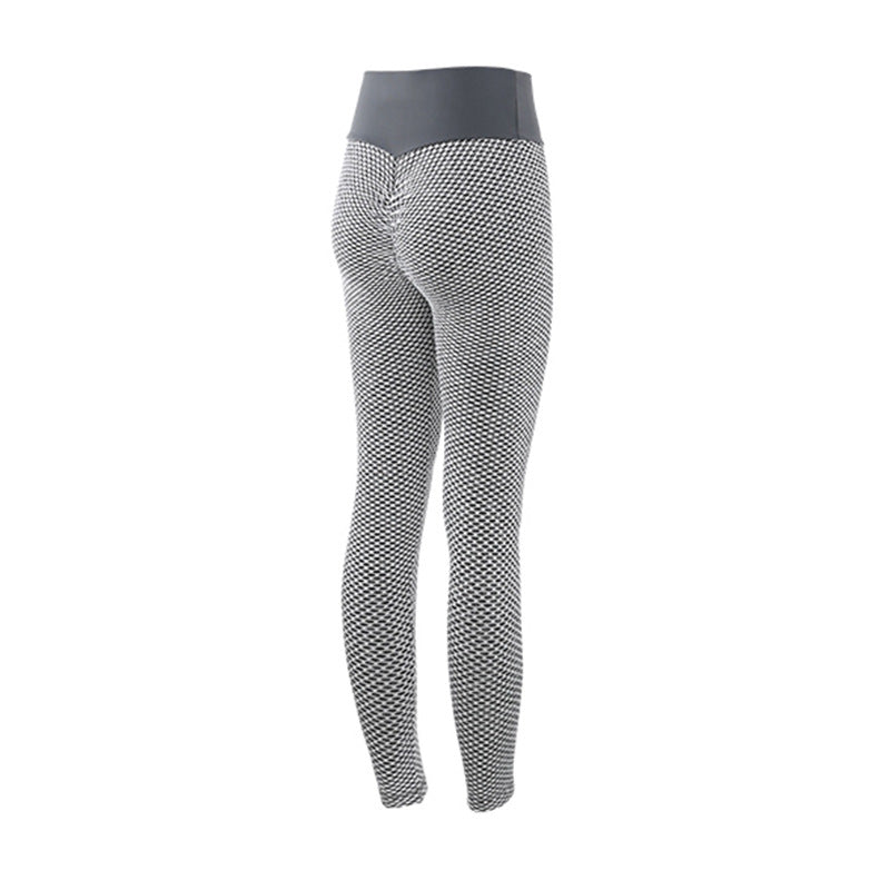 Legging texturé nid d'abeille gris clair, taille haute
