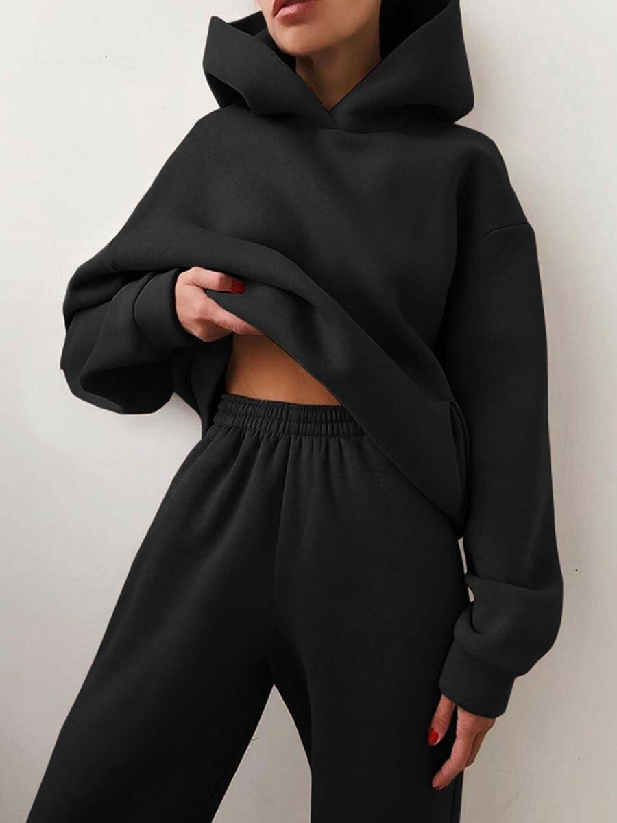 Ensemble jogging femme noir, vue de face