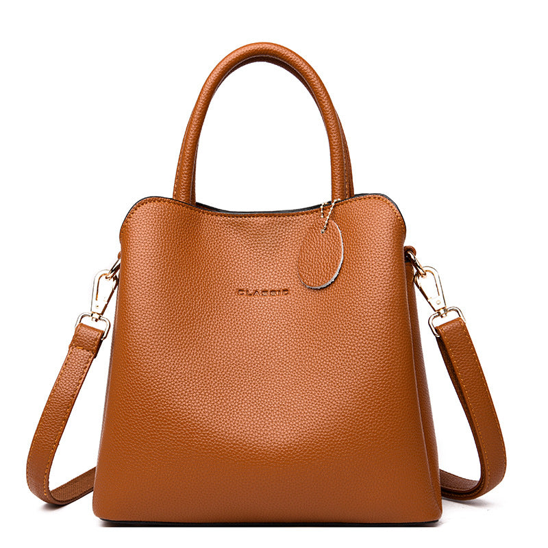 Sac à main grainé coloris marron