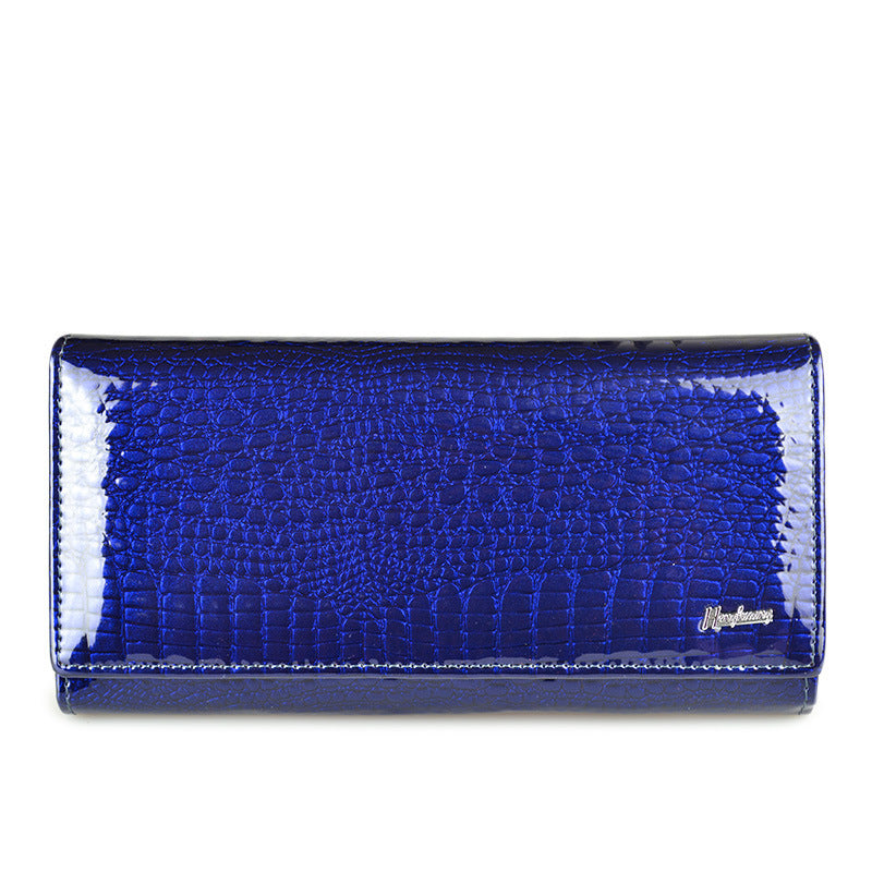 Portefeuille verni effet croco coloris noir