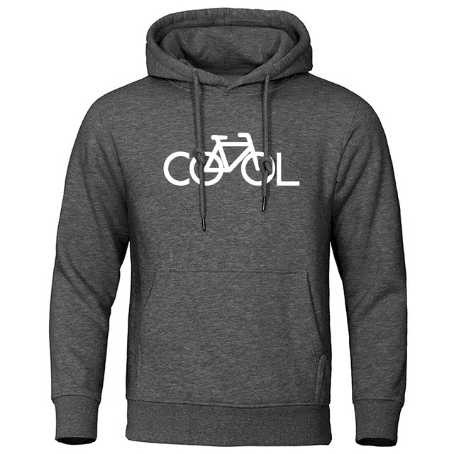 Sweat à capuche imprimé vélo, coloris gris foncé