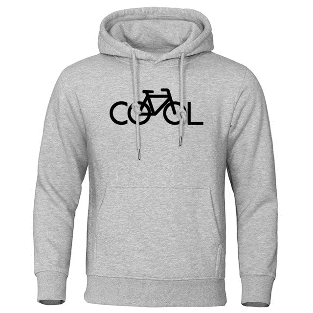 Sweat à capuche imprimé vélo, coloris gris chiné