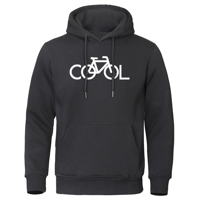Sweat à capuche imprimé vélo, coloris noir