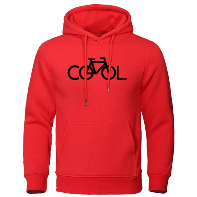 Sweat à capuche imprimé vélo, coloris rouge à imprimé noir