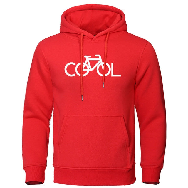 Sweat à capuche imprimé vélo, coloris rouge à imprimé blanc