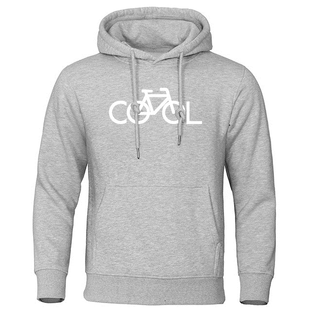 Sweat à capuche imprimé vélo, coloris gris clair