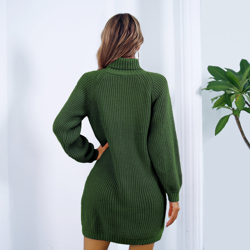 Robe pull col roulé, détail de la maille torsadée