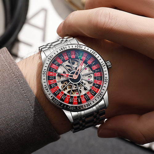 Montre automatique homme Casino, cadran rond, bracelet acier