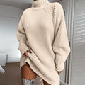 Robe pull gris foncé à col montant, coupe oversize