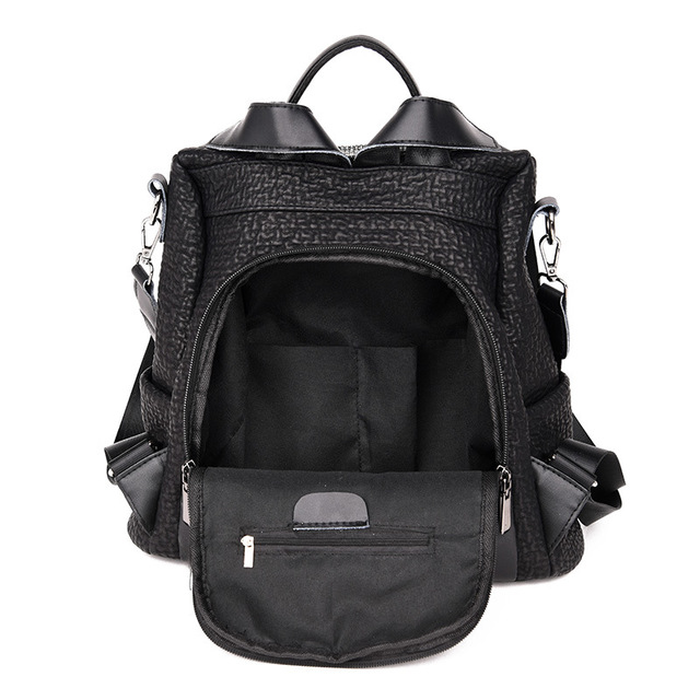 Sac à dos noir, détail de la fermeture