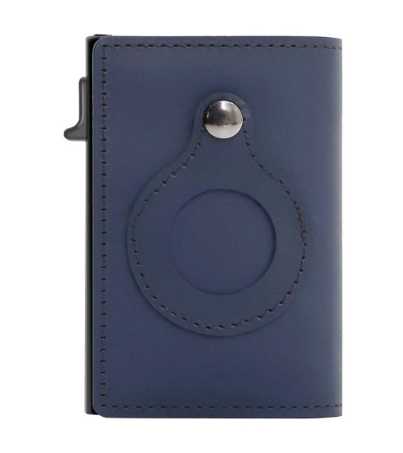 Porte-cartes RFID en cuir noir carbone