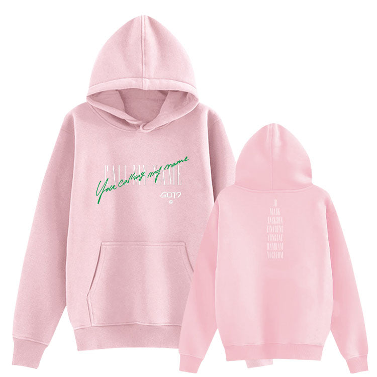Sweat à capuche imprimé rose, vues de face et de dos
