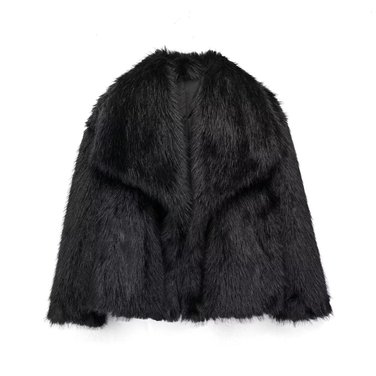 Veste en fausse fourrure bleu clair, présentée à plat