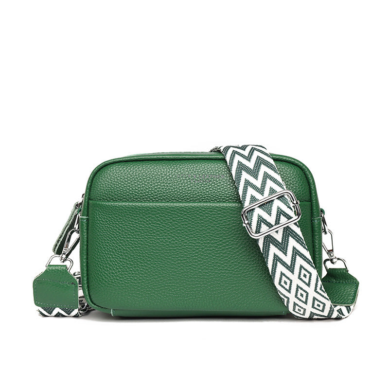 Petit sac bandoulière en cuir coloris kaki