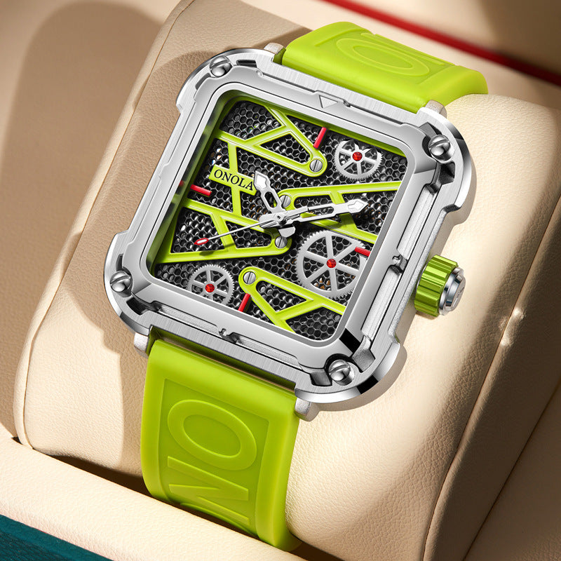 Montre mécanique squelette homme Anatomie, cadran ajouré, mouvement automatique visible