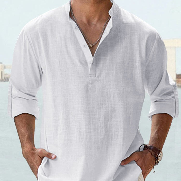 Chemise col mao blanche, vue de face
