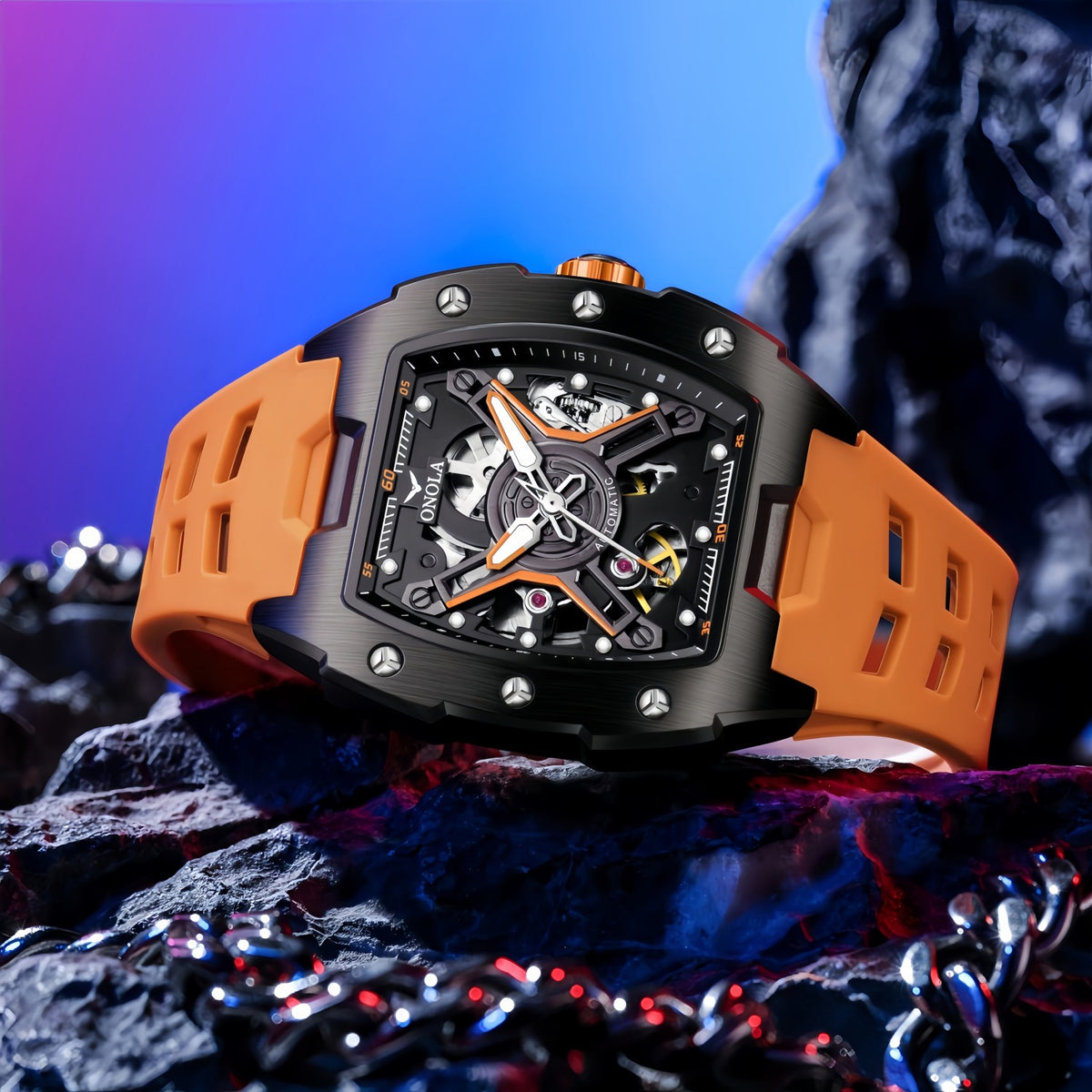 Montre Lagune or rose et blanc, montre automatique
