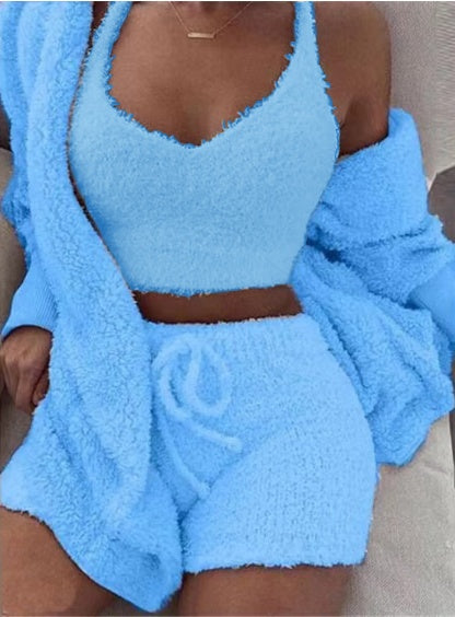 Ensemble pyjama peluche orange porté
