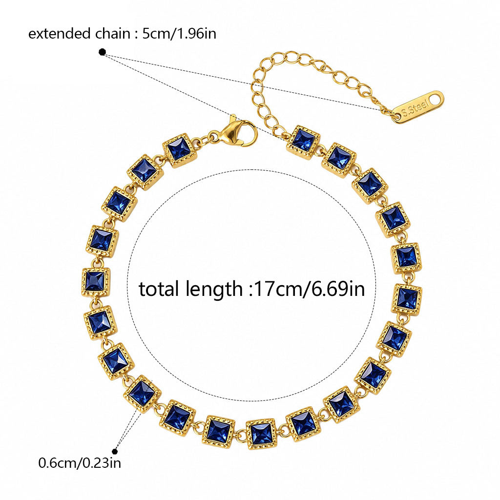 Bracelet Confetti doré à pierres bleues