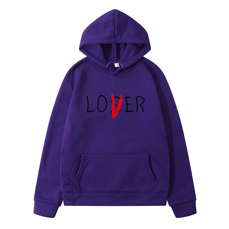Sweat à capuche à imprimé lettrage, coloris violet