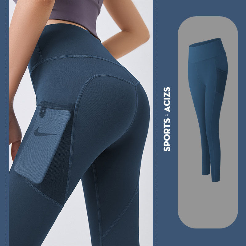 Legging sport bleu marine à poches latérales