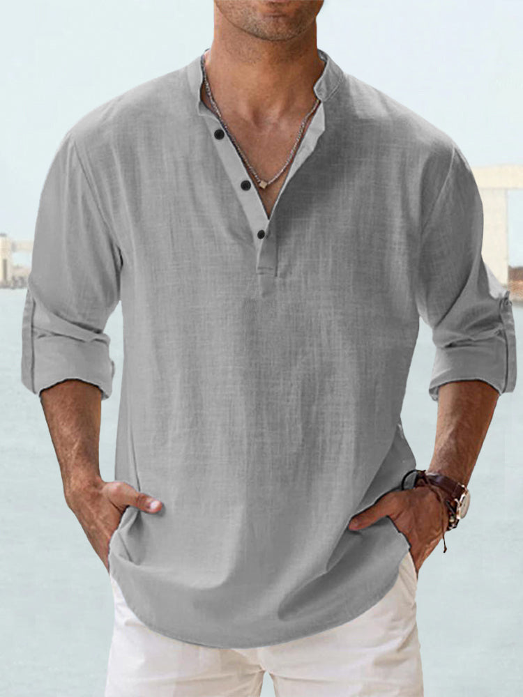 Chemise col mao grise, vue de face