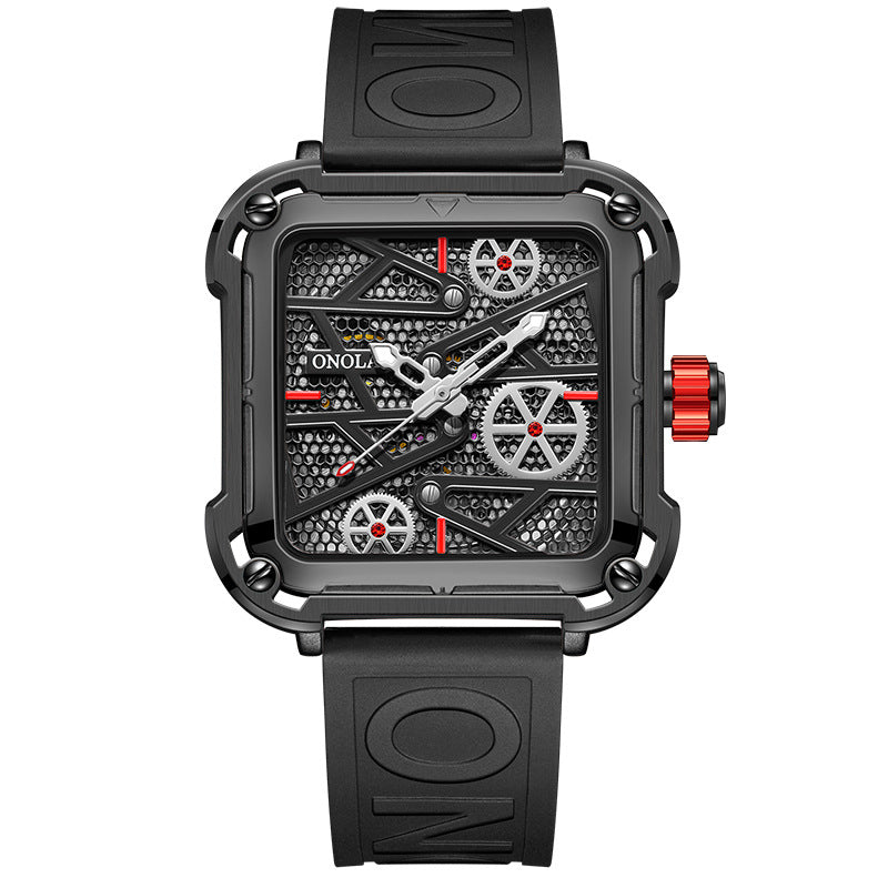 Montre squelette Anatomie vue de dos, fond ajouré révélant le mécanisme