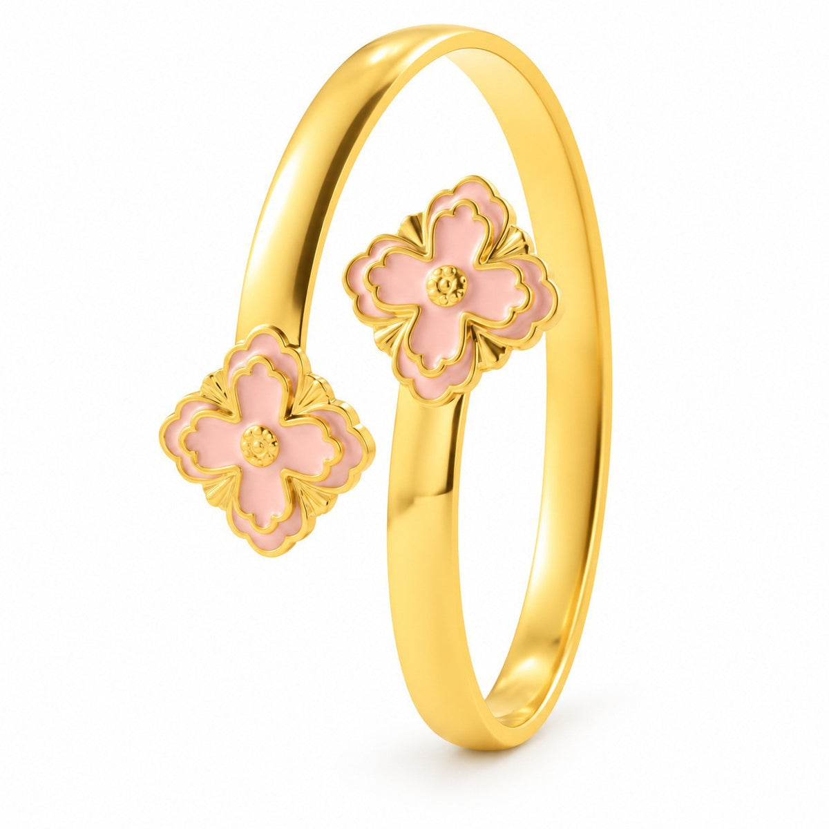 Bracelet jonc Pétale, détail des fleurs ciselées