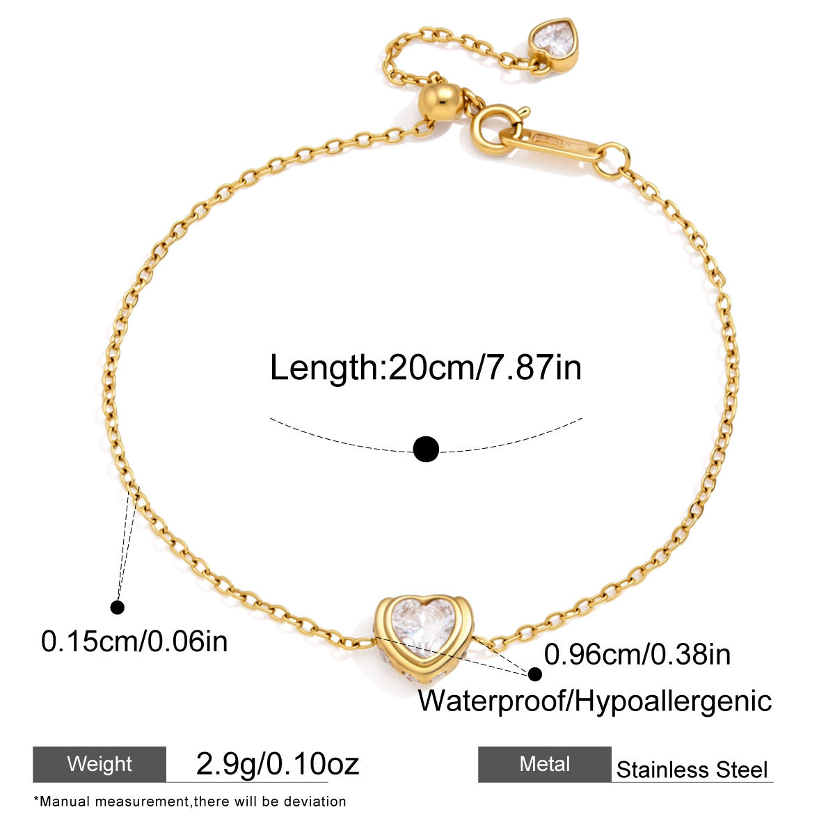 Bracelet Étincelle modèle 5, acier inoxydable serti