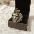 Bague Fauve coloris argenté, tête de lion