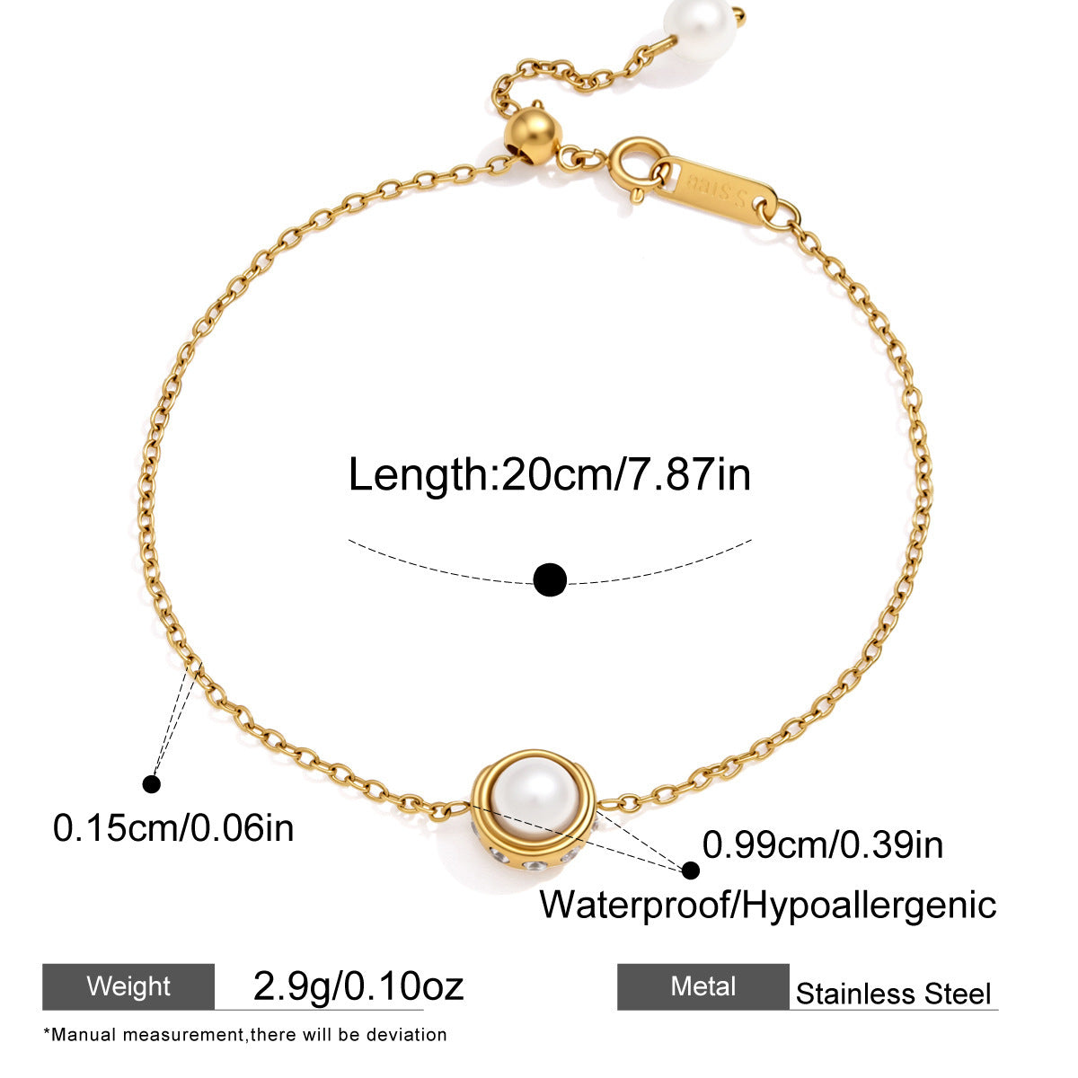 Bracelet Étincelle modèle 3, face sertie de zircons
