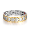 Bracelet homme Dynastie, double rang de maillons géométriques dorés