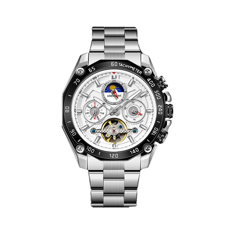 Montre Compas boîtier doré et bracelet noir