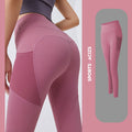 Legging sport gris clair à poche filet, vue de profil