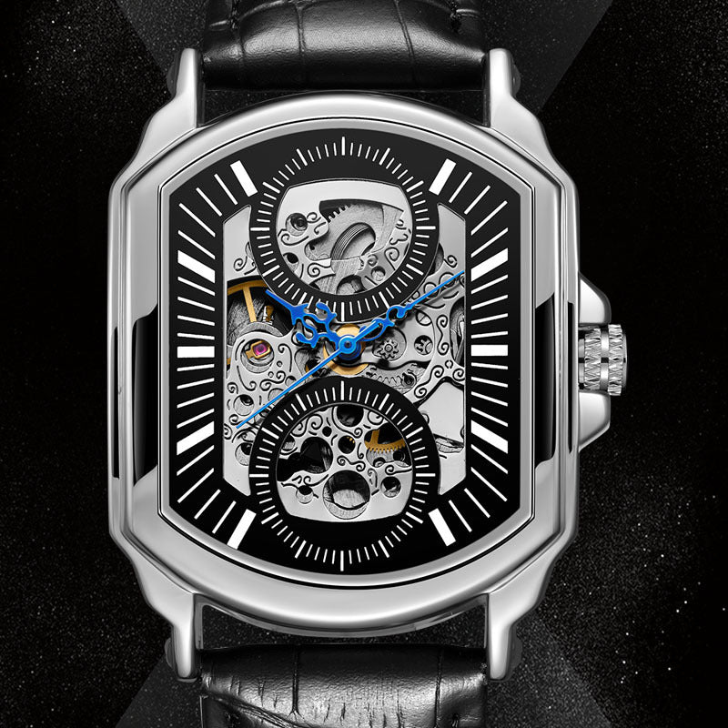 Montre homme Gatsby, boîtier carré vintage, bracelet cuir