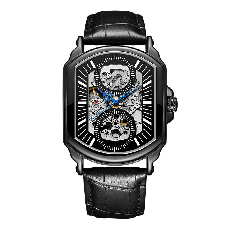Montre Gatsby boîtier noir et cadran blanc, style vintage