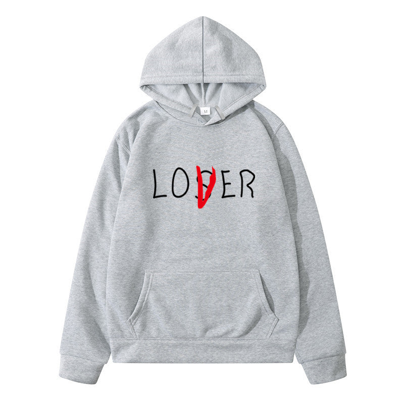 Sweat à capuche à imprimé lettrage, coloris gris clair