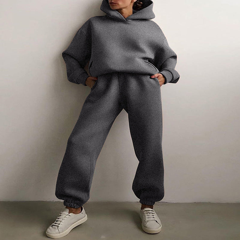 Ensemble jogging femme gris foncé, vue de face
