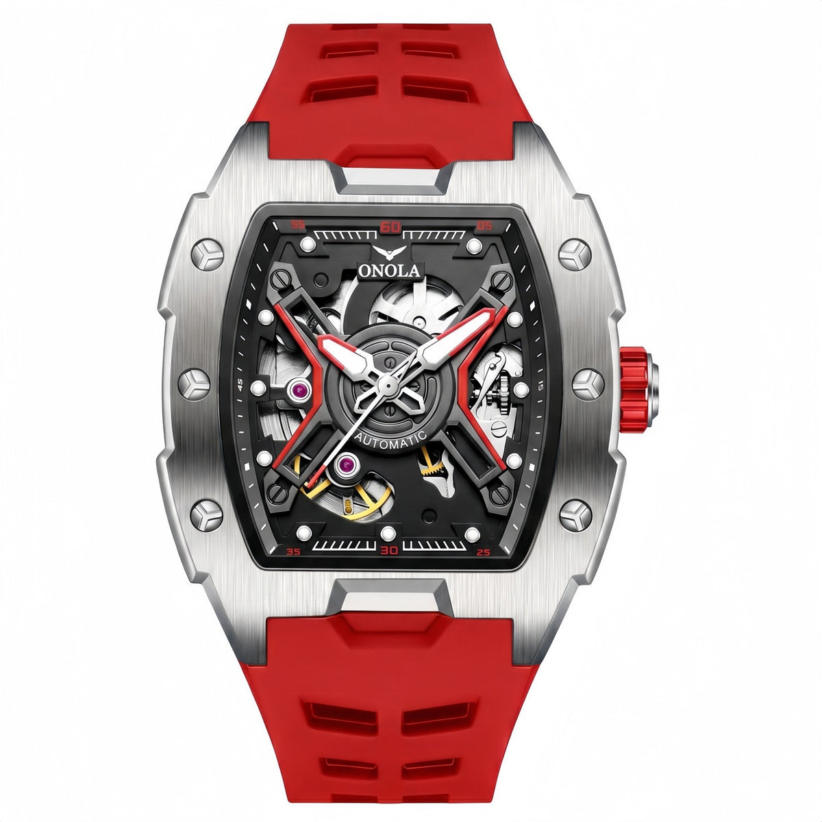 Montre automatique homme Lagune, bracelet silicone, style sport